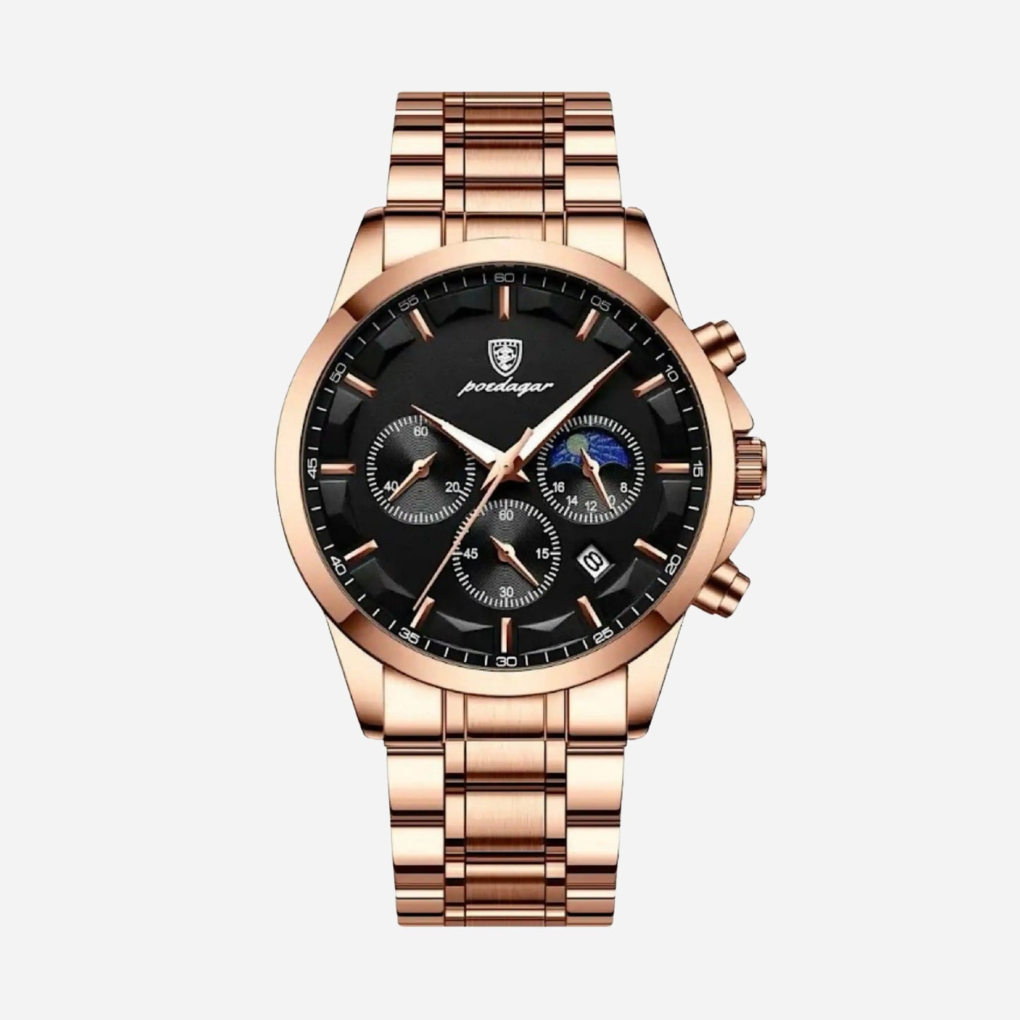 Reloj deportivo de lujo para hombre con mecanismo de cuarzo, cronógrafo y correa de cuero