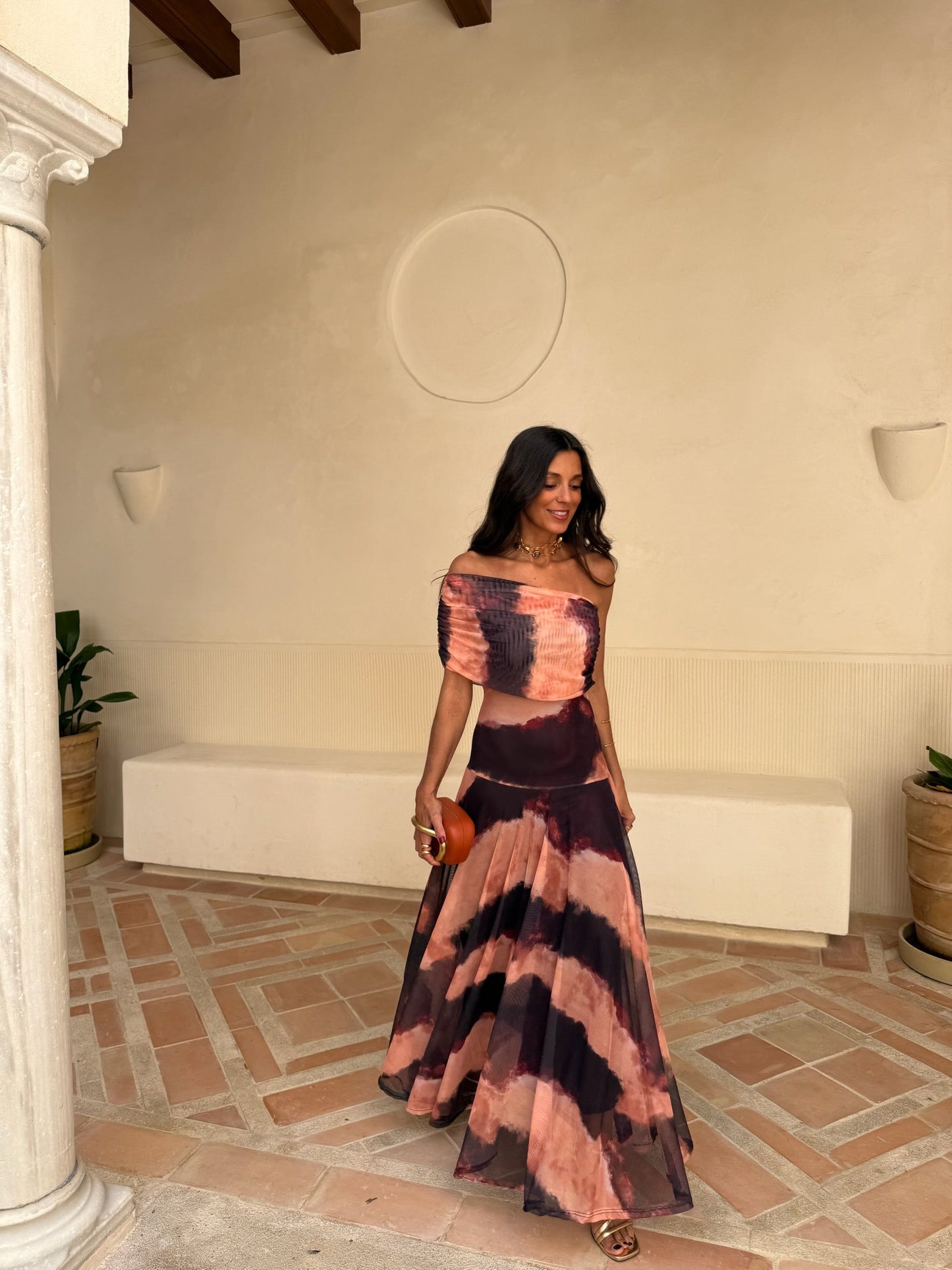 Ariana |Vestido largo palabra de honor efecto degradado