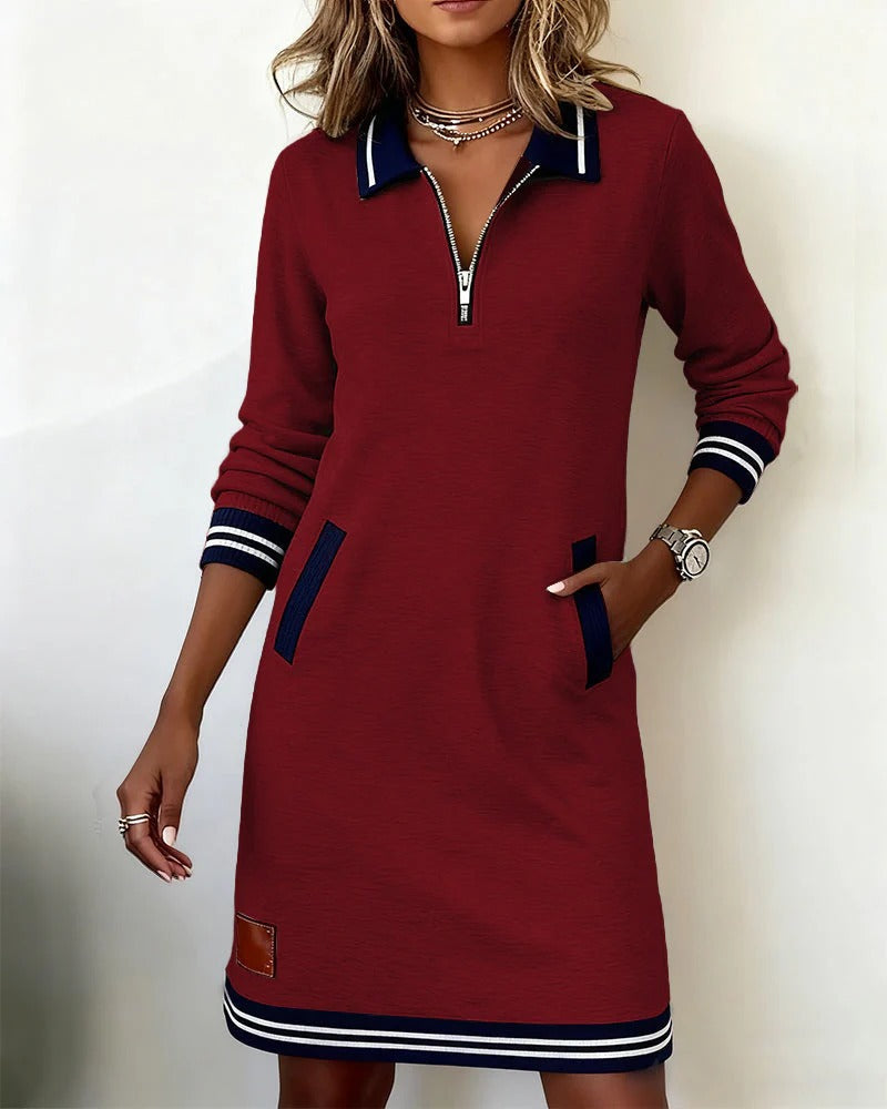 Vestido elegante de algodón con mangas largas