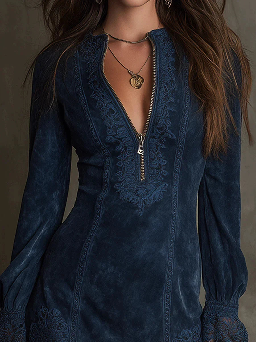 Jasmine | Minivestido de ante azul