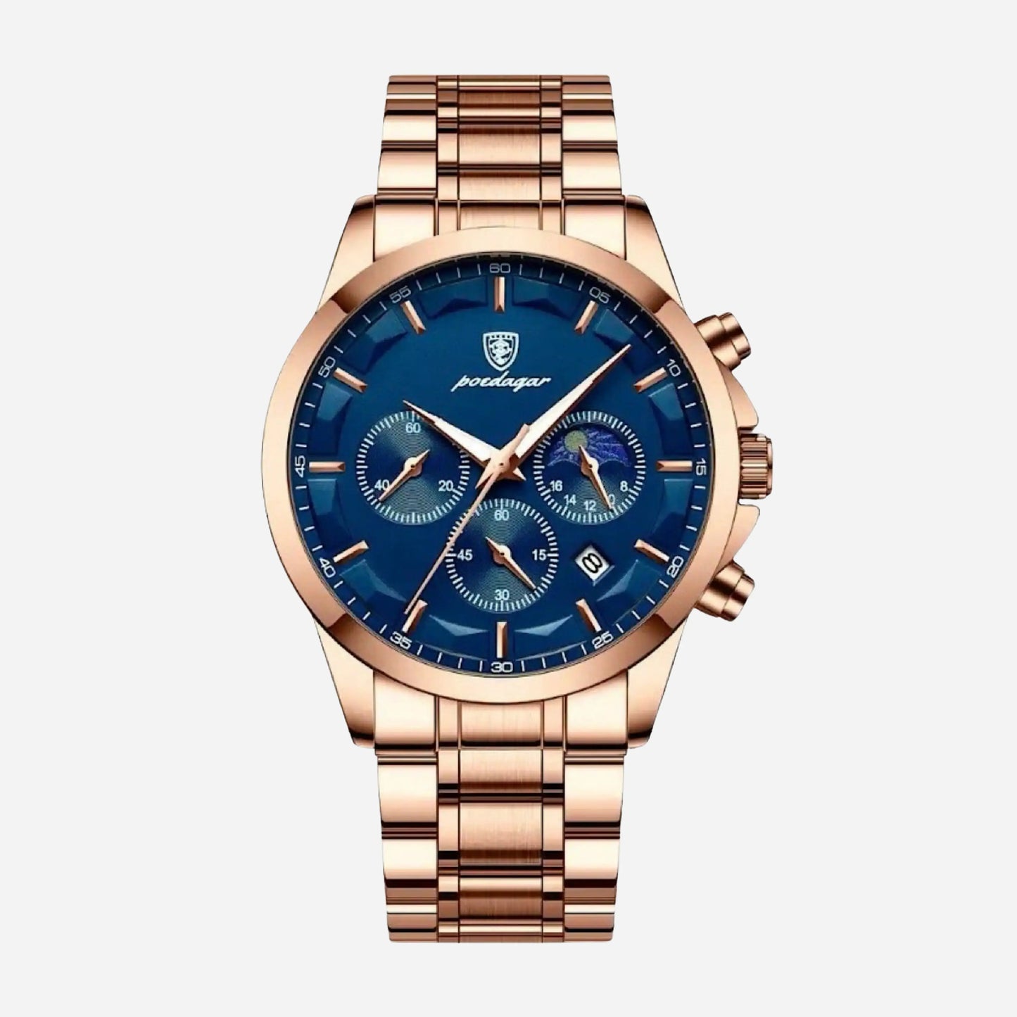 Reloj deportivo de lujo para hombre con mecanismo de cuarzo, cronógrafo y correa de cuero