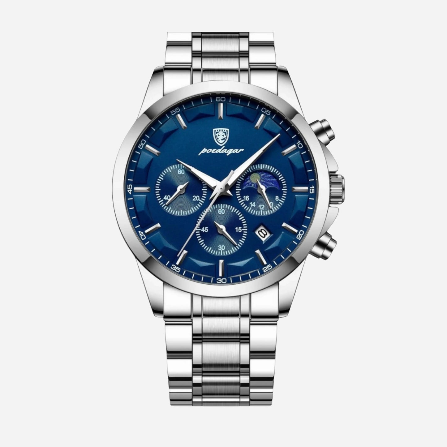 Reloj deportivo de lujo para hombre con mecanismo de cuarzo, cronógrafo y correa de cuero