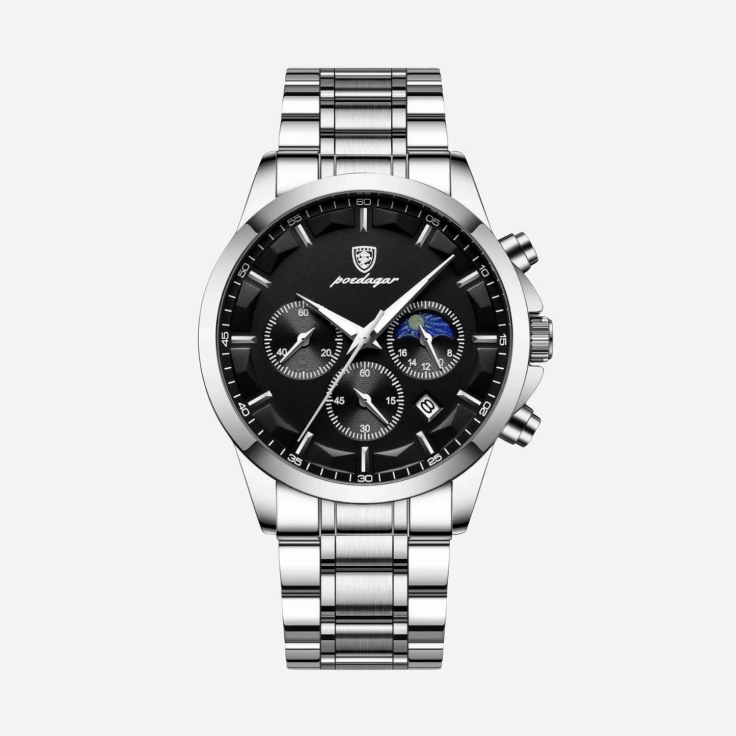 Reloj deportivo de lujo para hombre con mecanismo de cuarzo, cronógrafo y correa de cuero
