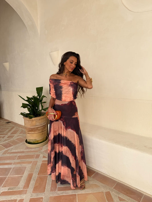 Ariana |Vestido largo palabra de honor efecto degradado