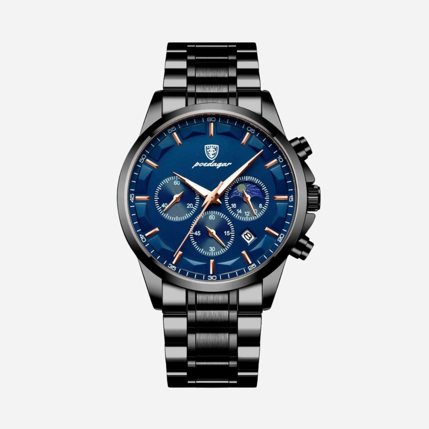 Reloj deportivo de lujo para hombre con mecanismo de cuarzo, cronógrafo y correa de cuero