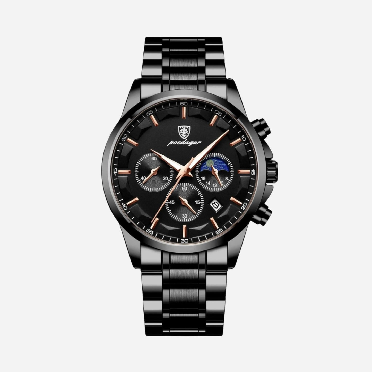 Reloj deportivo de lujo para hombre con mecanismo de cuarzo, cronógrafo y correa de cuero