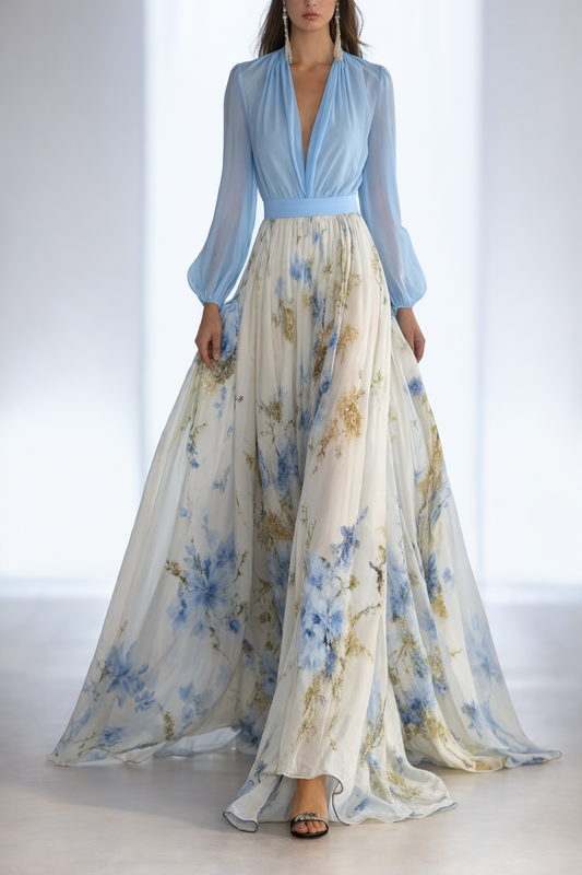 LETIZIA| VESTIDO MAXI FLORAL MANGA LARGA
