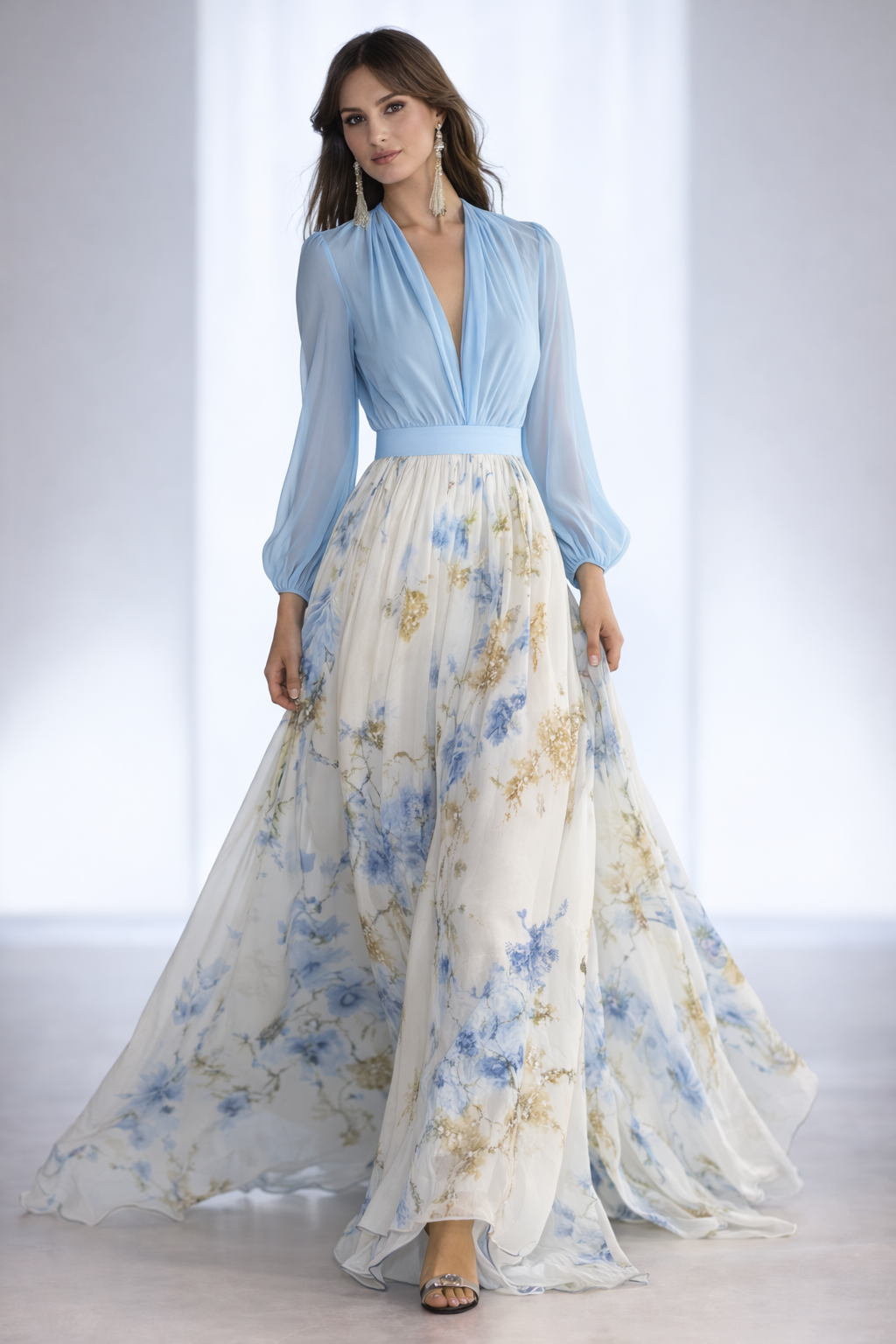 LETIZIA| VESTIDO MAXI FLORAL MANGA LARGA