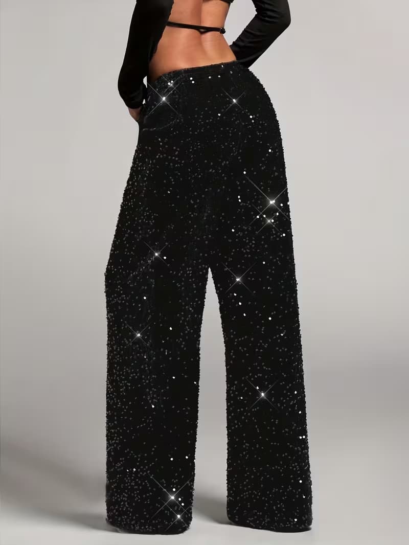 PANTALÓN LENTEJUELAS CINTURA ALTA