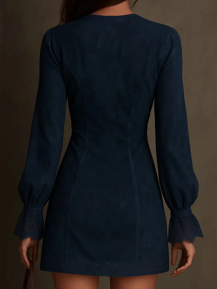 Jasmine | Minivestido de ante azul