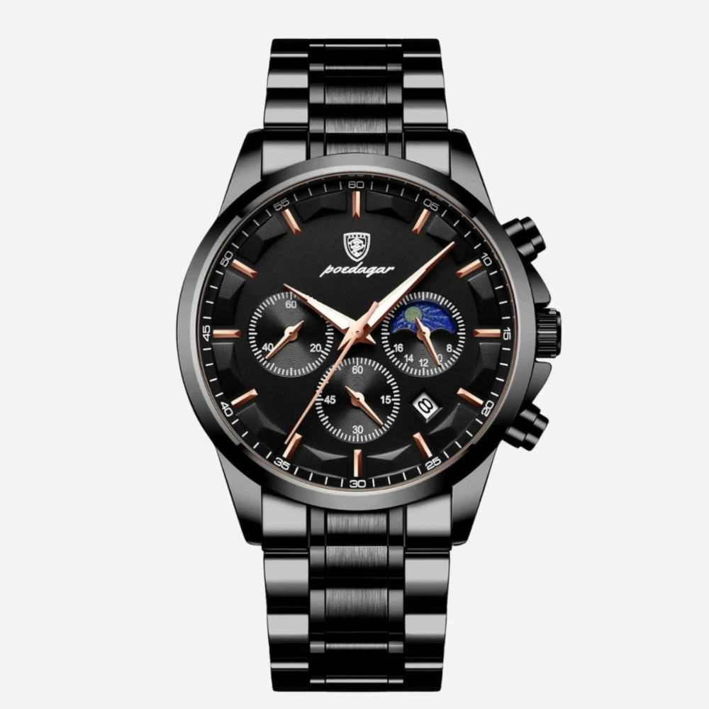 Reloj deportivo de lujo para hombre con mecanismo de cuarzo, cronógrafo y correa de cuero