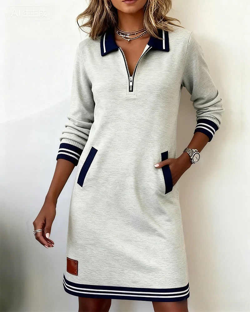Vestido elegante de algodón con mangas largas