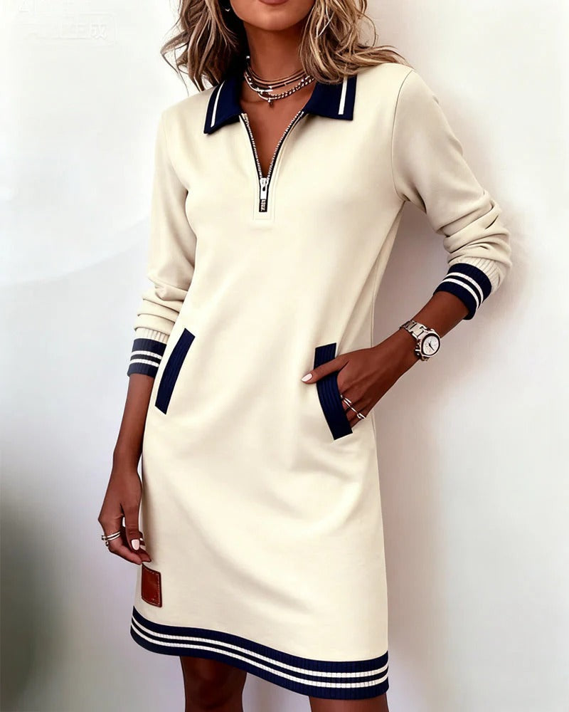 Vestido elegante de algodón con mangas largas