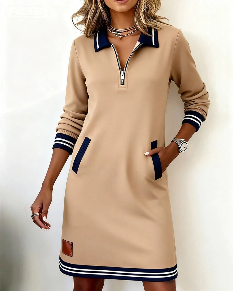 Vestido elegante de algodón con mangas largas