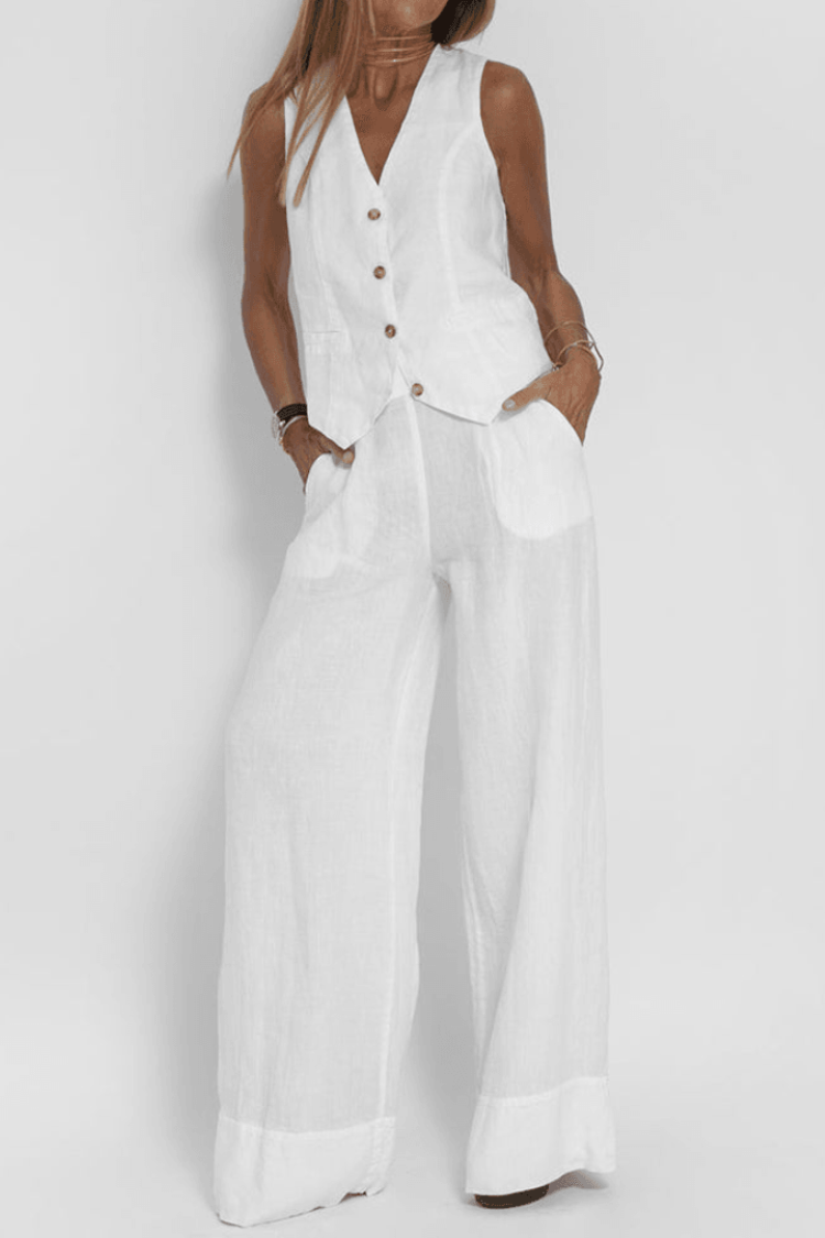 ISABELLA | CONJUNTO BLUSA SIN MANGAS Y PANTALÓN